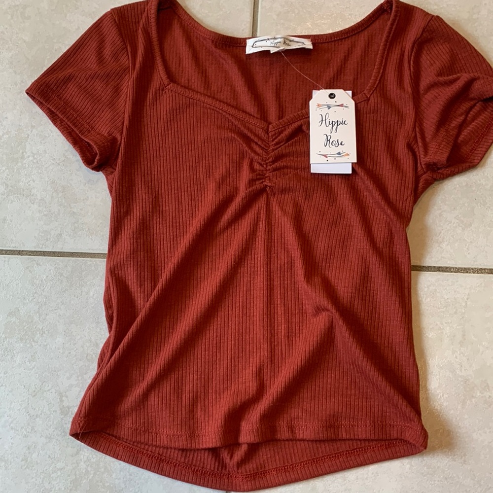 Hippie Rose T shirt Rust Color Size S